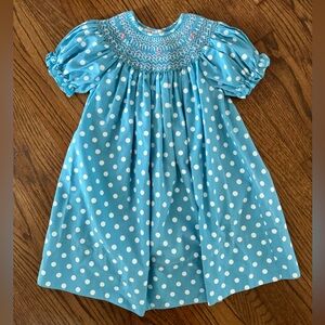 3T Blue Polka Dot Smocked Dress